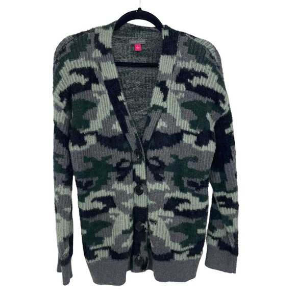 Vince Camuto Camouflage Knit Button Front Cardigan Sweater Small - Picture 1 of 6